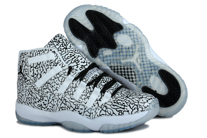Air Jordan 11 Mens Shoes Black And White Curve Lines Online